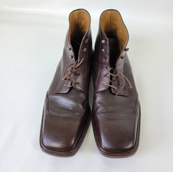 LOUIS VUITTON Brown Lace Up Leather Boots Mens Sz 7.5 - Picture 5 of 14